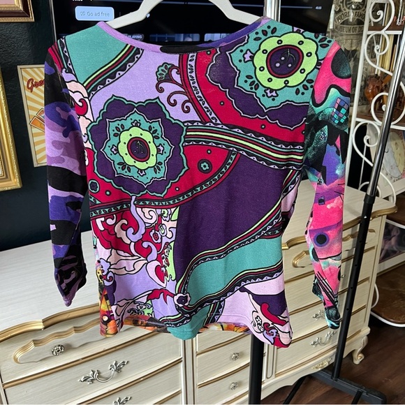 Y2K Colorful Abstract Patterned Top Medium - Picture 6 of 7